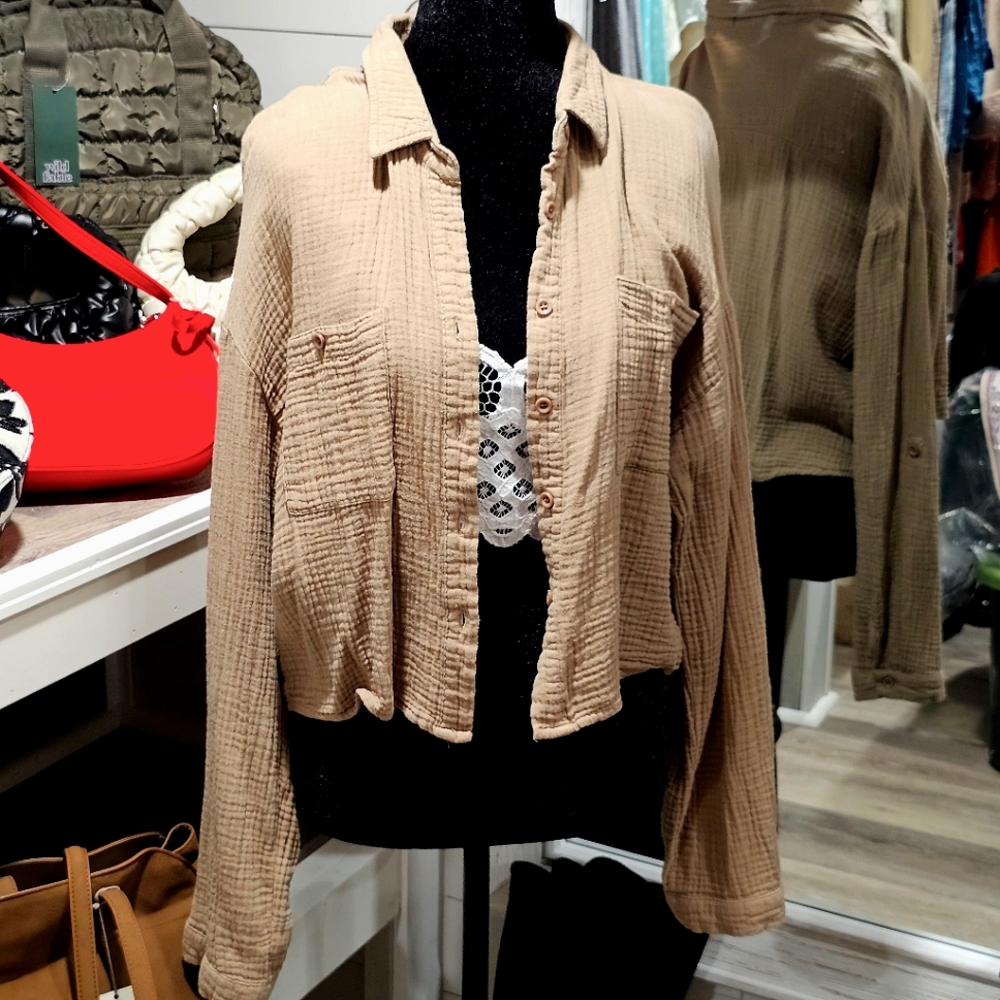 Cotton Button Up Neutral - image 1